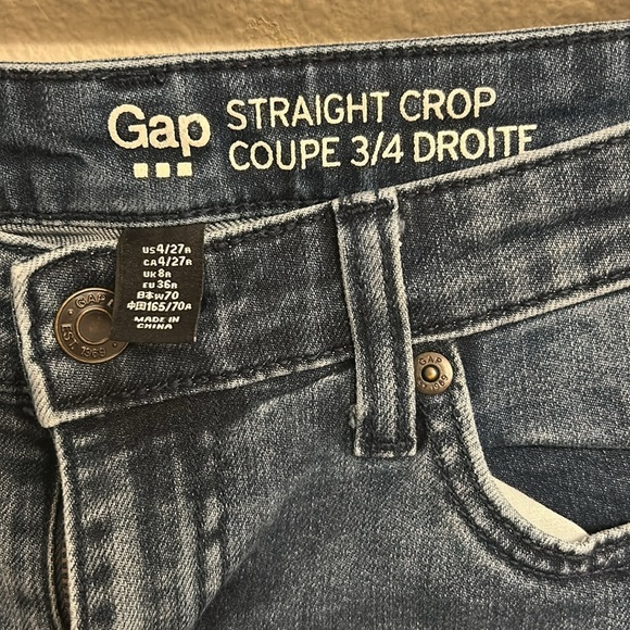 Gap Women Dark Wash Straight Crop Coupe 3/4 Droite Size 4/27 - Picture 3 of 4